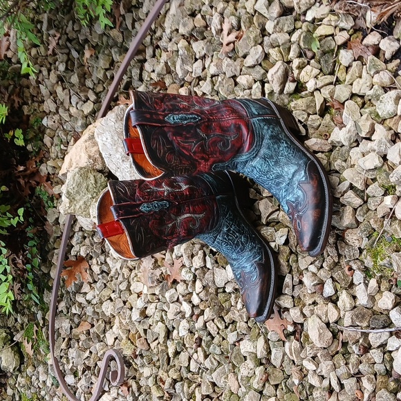 Lucchese Stonewashed Goat Cowgirl Boot Robins Egg N9320 sz 9 - Picture 13 of 16